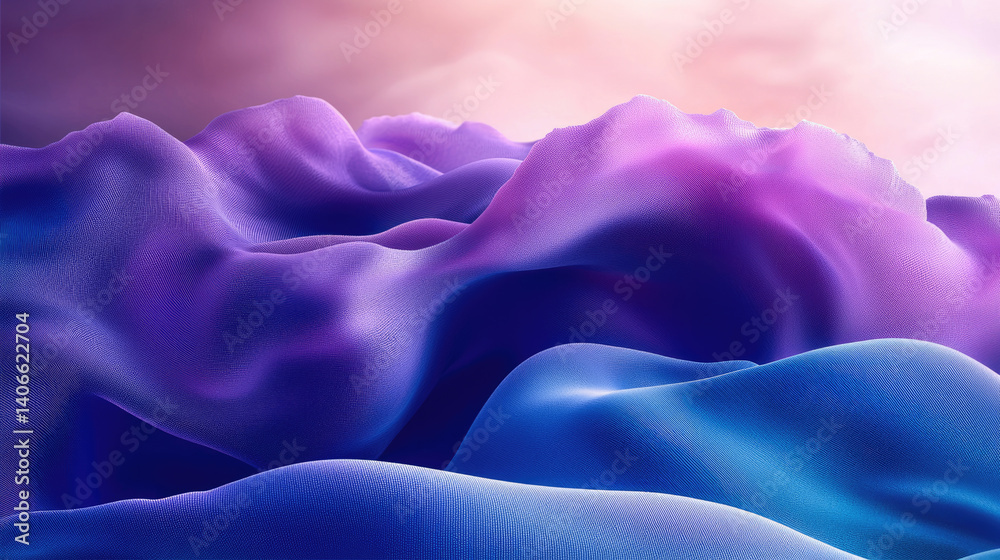 Aufkleber mesmerizing abstract landscape featuring flowing waves of purple and blue hues, creating ethereal at