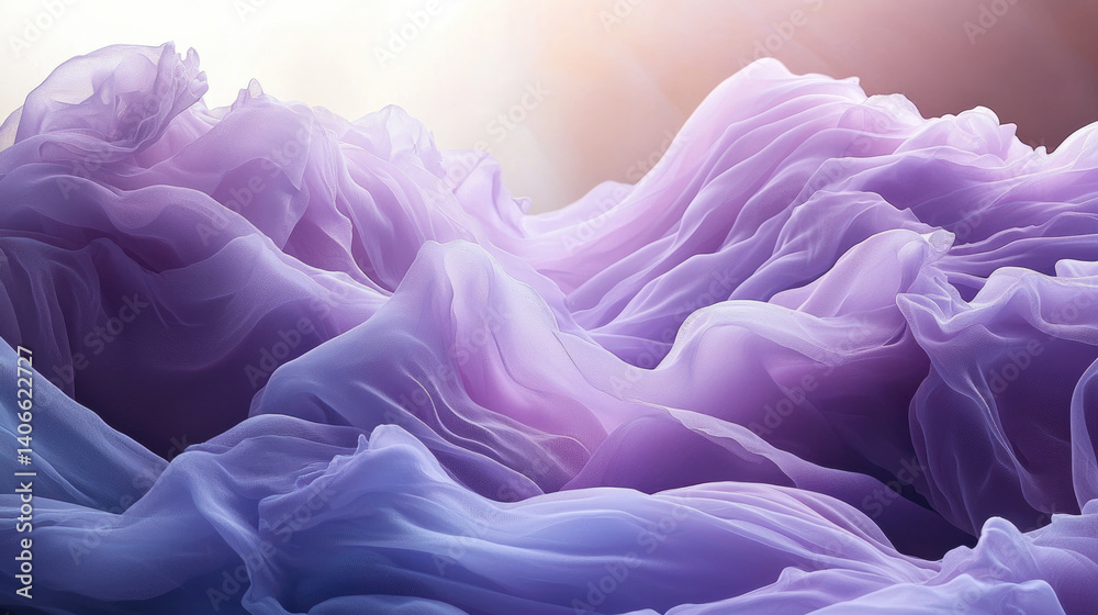 Fototapete beautiful abstract representation of flowing fabric in shades of purple and blue, creating serene an