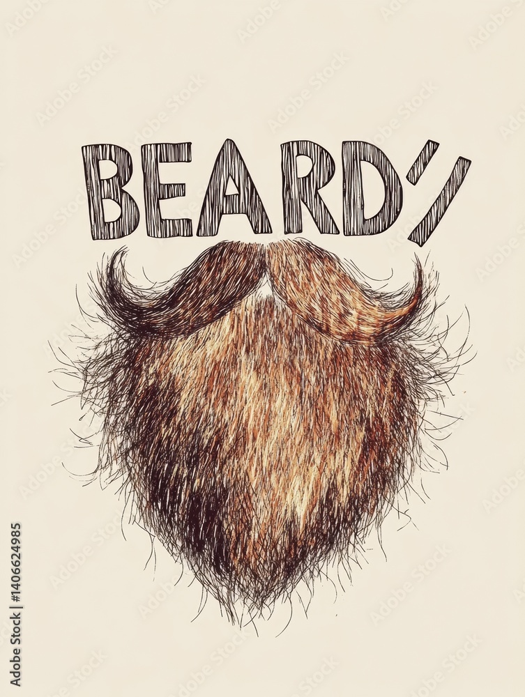 Aufkleber stylized typography design showcasing the word beard creatively shaped like a beard, emphasizing art
