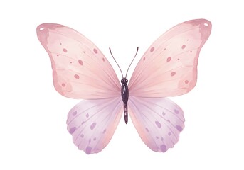 Obraz premium A cute pastel watercolor butterfly with symmetrical wings in blush pink and lavender