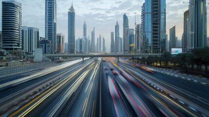 Fototapeta premium Modern Urban Landscape in the Middle East at Dawn