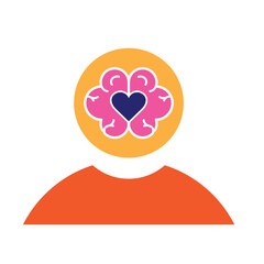 mental health icon. vector symbol of brain and heart or mind therapy. Solid design style. Design template