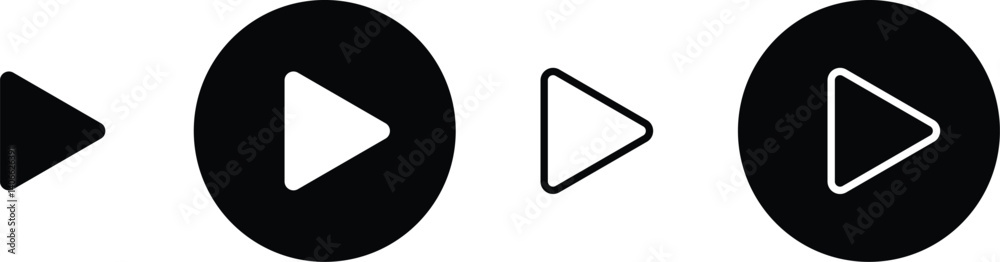 Aufkleber set of play button and outline play button symbol vector illustration.