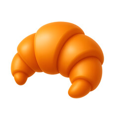 3D croissant baked food icon isolated on a white transparent background PNG