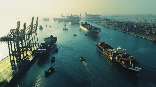 Modern Middle East Environment with Shipping and Transport Activities