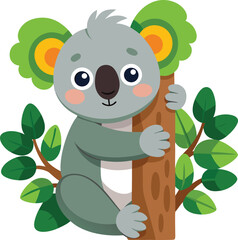 Koala hugging a tree