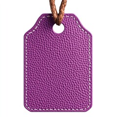 Elegant Purple Leather Price Tag with Brown Cord Hanging,  Blank for Text and Branding