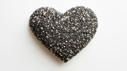 Fototapeta premium Heart Shaped Chia Seeds on White Background