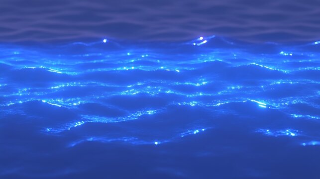 Ocean surface illuminated by bioluminescent organisms.