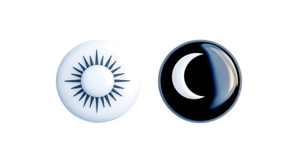 Toggle button showing sun and moon icons representing day and night on transparent background