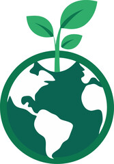 Internet globe eco silhouette vector on transparent background