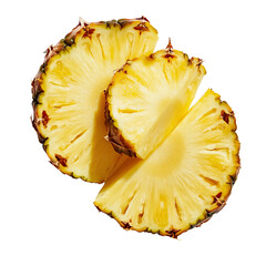 Fresh, juicy yellow pineapple slice, a sweet and healthy tropical fruit isolated on white