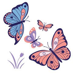 monarch butterflies set vector