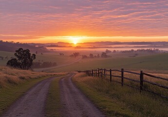 sunset over the river