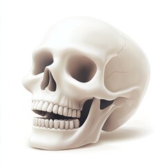 Obraz premium A Detailed 3D Render of a Human Skull Isolated on White Background A High Resolution Image Showing Anatomy