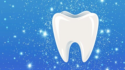 Dental care action whitening tooth graphic in blue sparkle environment for health awareness