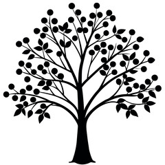 A winter berry tree silhouette vector illustration. 