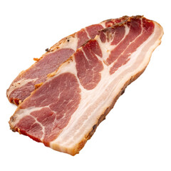 A slice of pancetta affumicata isolated on a transparent background