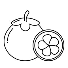 Mangosteen Fruit Coloring Page Outline