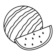 Watermelon Fruit Coloring Page Outline