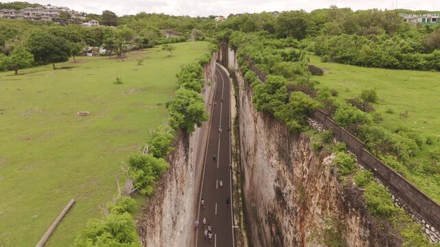 Drone Flying Over Tanah Barak Cliff in Bali, Indonesia
