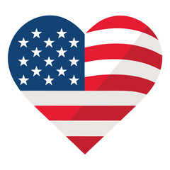 Fototapeta premium Heart shape with USA flag theme on white background. 
