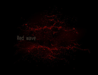 Isolated composition with red horizontal chaotic pattern, abstract frame on black background.