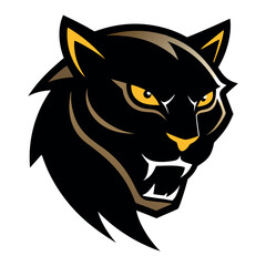 Fototapeta premium Panther head logo stylized sharp lines bold color.