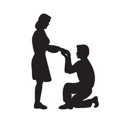 couple propose silhouette design. engagement sign and symbol.