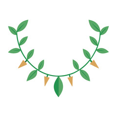Scandinavian leaf garland vector icon on white  background.
