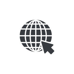 Globe with a cursor vector icon