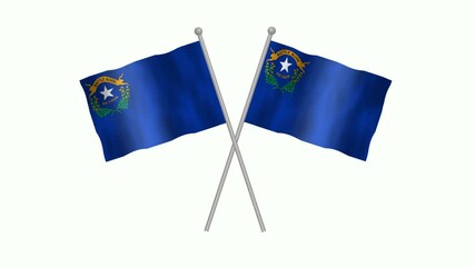 Flag of Nevada , Cross table flag of Nevada  on white screen, USA States Nevada  3D Animation flag waving in the wind isolated on white Background. 
 - Powered by Adobe