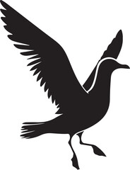 Seagull silhouette. Isolated seagull on white background. Bird