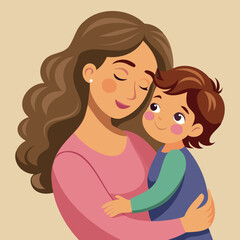 Maternal Love and a Tender Hug Between Mother and Child