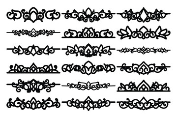 set of Elegant vintage ornament vector with intricate flourishes and classic baroque-style details. Perfect for invitations, labels, packaging, and decorative design projects.