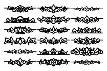 set of Elegant vintage ornament vector with intricate flourishes and classic baroque-style details. Perfect for invitations, labels, packaging, and decorative design projects.