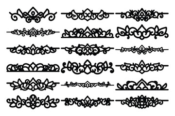 set of Elegant vintage ornament vector with intricate flourishes and classic baroque-style details. Perfect for invitations, labels, packaging, and decorative design projects.