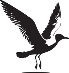 Seagull silhouette. Isolated seagull on white background. Bird