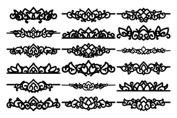 set of Elegant vintage ornament vector with intricate flourishes and classic baroque-style details. Perfect for invitations, labels, packaging, and decorative design projects.