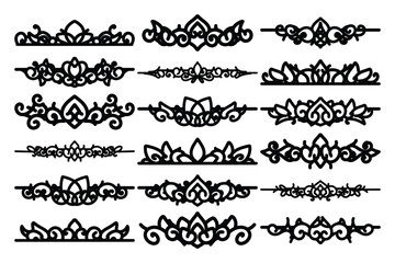 set of Elegant vintage ornament vector with intricate flourishes and classic baroque-style details. Perfect for invitations, labels, packaging, and decorative design projects.