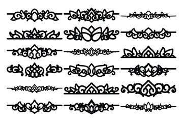 set of Elegant vintage ornament vector with intricate flourishes and classic baroque-style details. Perfect for invitations, labels, packaging, and decorative design projects.