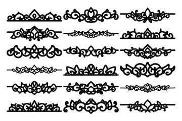 set of Elegant vintage ornament vector with intricate flourishes and classic baroque-style details. Perfect for invitations, labels, packaging, and decorative design projects.
