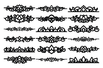 set of Elegant vintage ornament vector with intricate flourishes and classic baroque-style details. Perfect for invitations, labels, packaging, and decorative design projects.