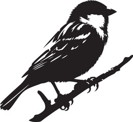 Sparrow Silhouette On A Branch On A Transparent Background