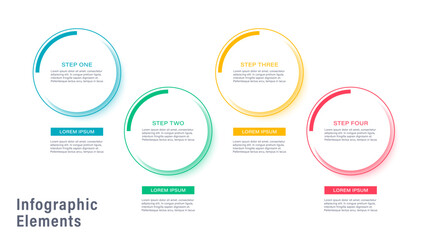 Circular infographic elements with four steps or options. Vector infographic template