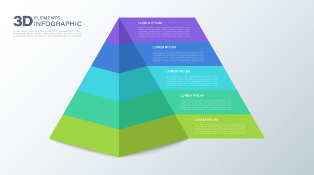 3D Pyramid infographic with five steps or options. Infographic design template