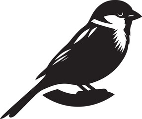 Sparrow Silhouette On A Branch On A Transparent Background