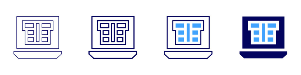 Laptop attendance icon in 4 different styles. Thin Line, Line, Bold Line, Duotone. Duotone style. Editable stroke