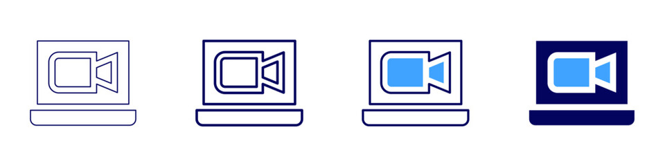 Laptop build icon in 4 different styles. Thin Line, Line, Bold Line, Duotone. Duotone style. Editable stroke