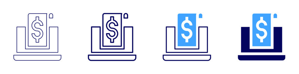 Laptop classes icon in 4 different styles. Thin Line, Line, Bold Line, Duotone. Duotone style. Editable stroke